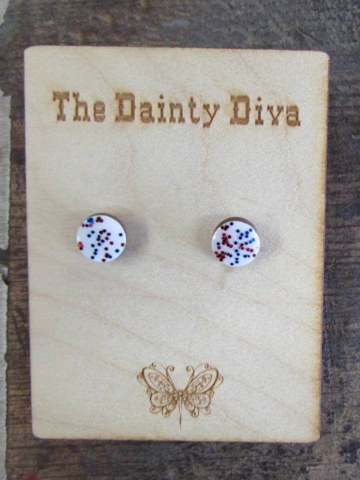 Rote, weiße und blaue Feuerwerksohrringe für den Großhandel von The Dainty Diva Jewelry