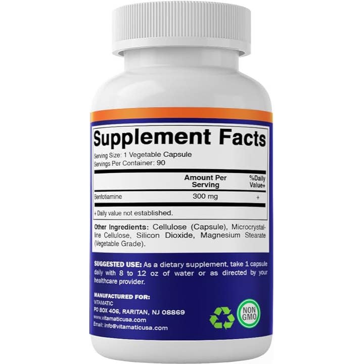 Vitamatic - Wholesale Oral Supplement/Vitamin - Vitamatic Benfotiamine 300mg | 90 Vegetarian Capsules