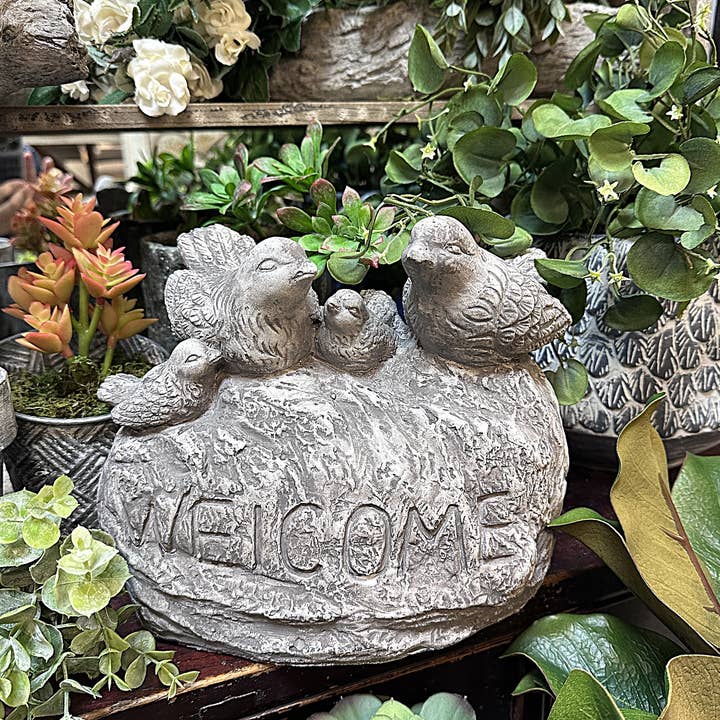 Vagabond Vintage - Wholesale Outdoor Sign - Cement Birds Statue Welcome Sign