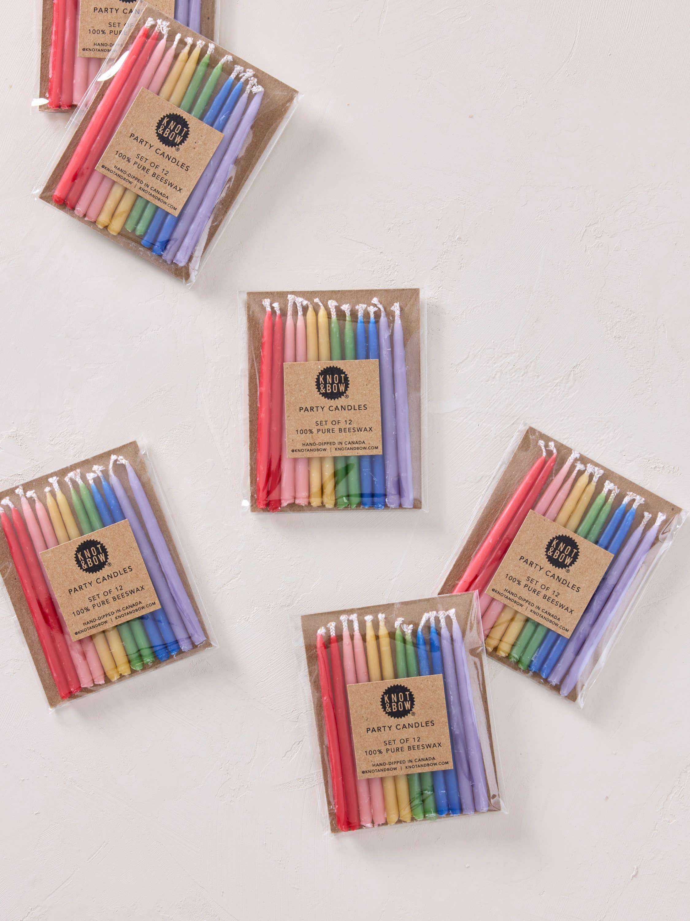 Knot & Bow - Wholesale Cake Candle - Hand-dipped 100% Beeswax Birthday Candles | Rainbow2
