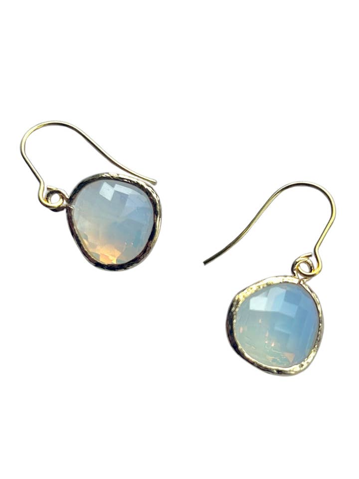 Opal gemstone delicate drop earrings for wholesale by Amber Leaf Jewellery