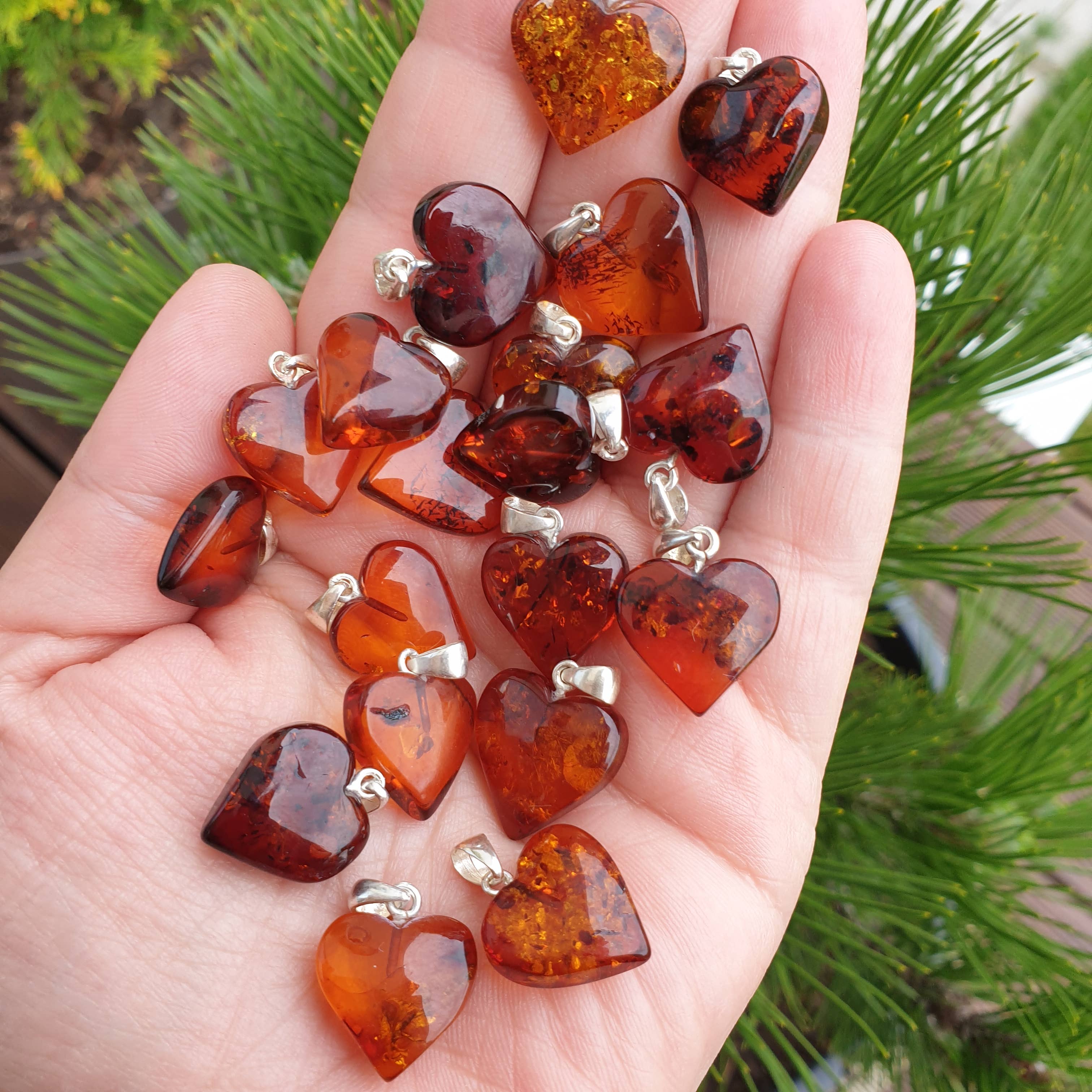 AmberLithuania - Wholesale Pendant/Charm Necklace - Gemstone pendant Crystal Necklace Real Baltic Amber Heart7