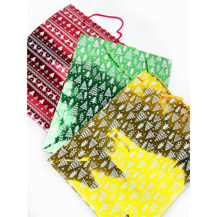 MIX COLOR Fancy Holographic Christmas Gift Bag for wholesale on Faire1