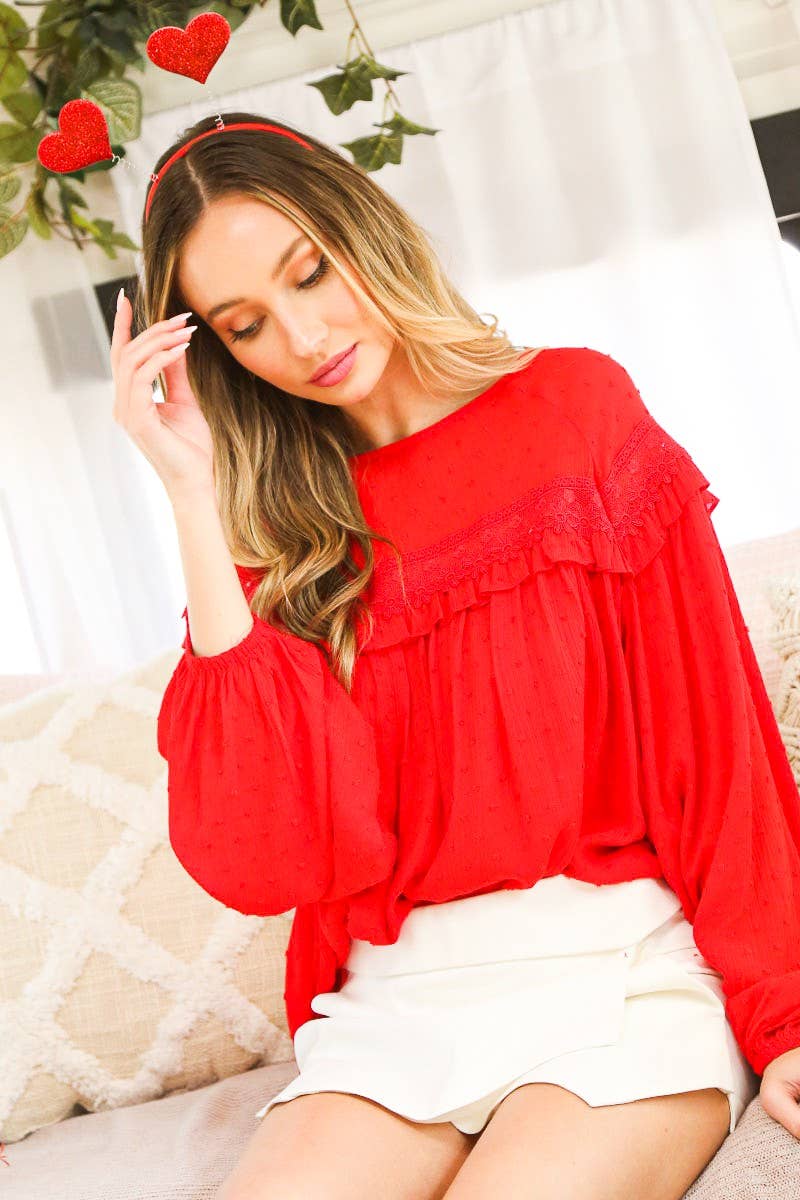 Vine & Love - Vendita all'ingrosso Camicetta - Donna - Camicetta con motivo a pois svizzeri con dettaglio posteriore con lacci VT3144827