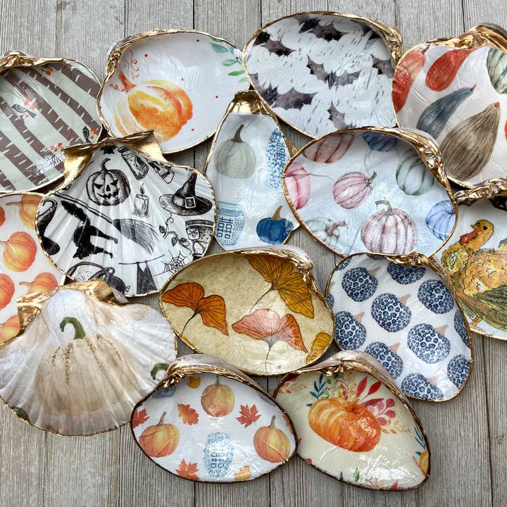 Conchas de decoupage de otoño/Halloween para venta al por mayor de Ten Twenty Six Designs