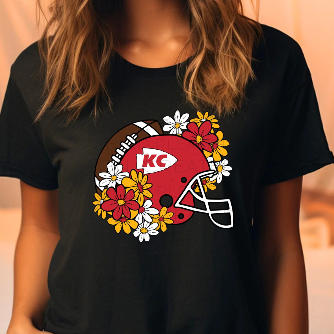 Kiki's Boutique - Wholesale Screen Printed T-Shirt - Women's - Kansas City Floral Football Tee or Sweatshirt 2