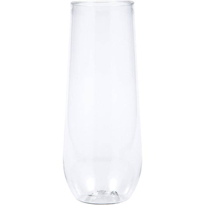 Bulk Party Decor - Wholesale Champagne Flute - Clear 9 oz Plastic Stemless Champagne Flutes, 4/Pkg