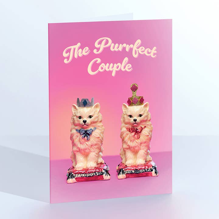 The Purrfect Couple Love Celebrations Greetings Card for wholesale by Ornament Art