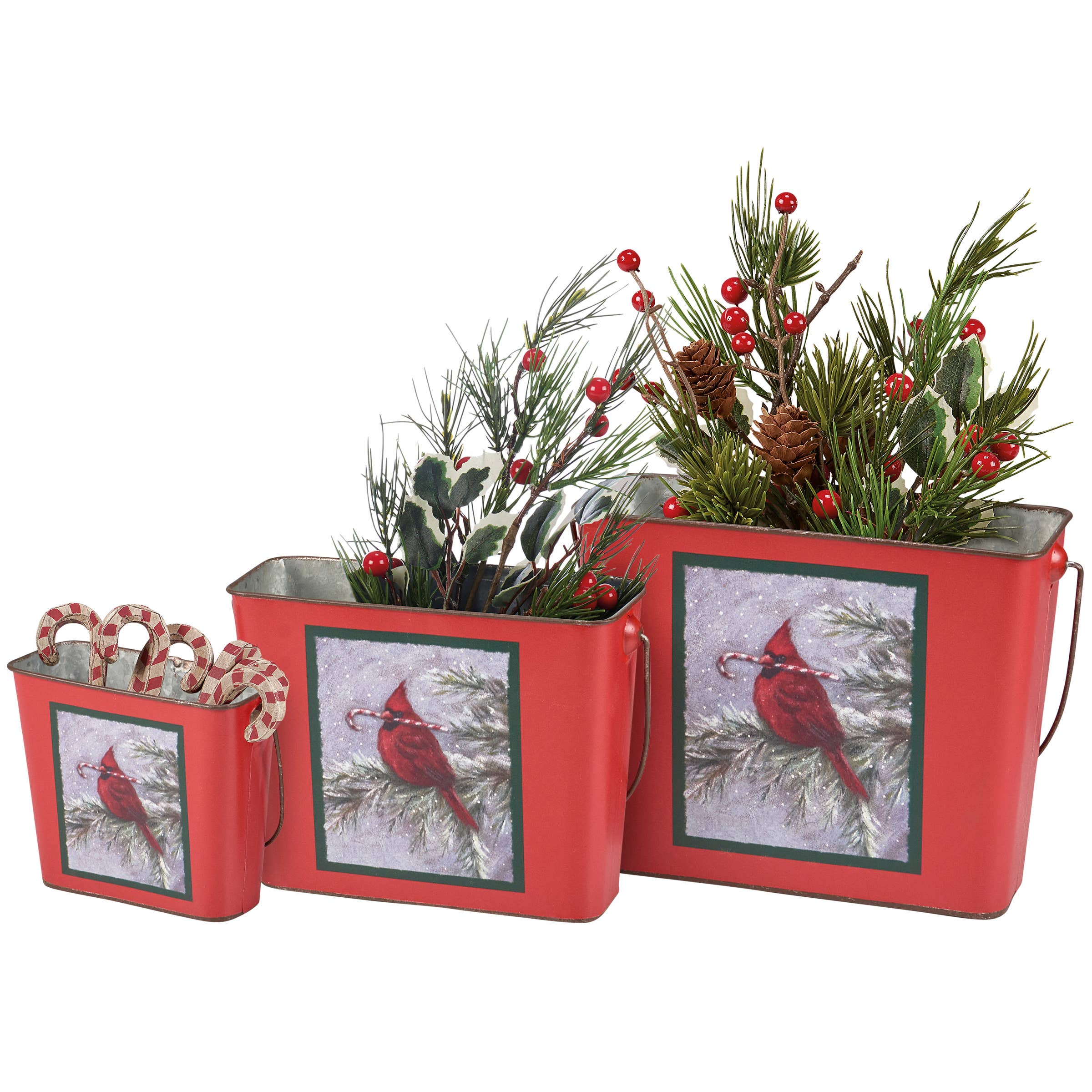 Primitives by Kathy - Wholesale Storage Bin - Winter Cardinal Bucket Set0