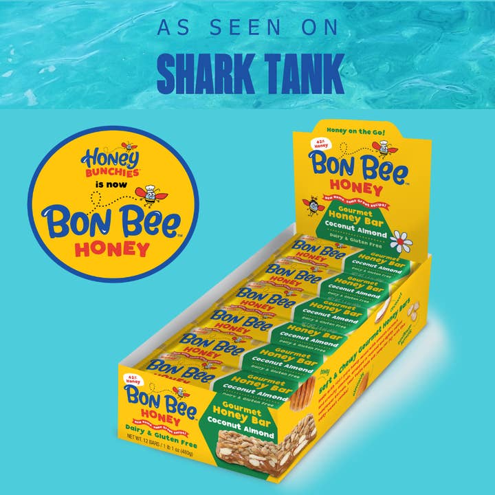 Honey Bunchie, LLC - Wholesale Snack Bar - Bon Bee Gourmet Honey Bar, Coconut Almond (12 ct)