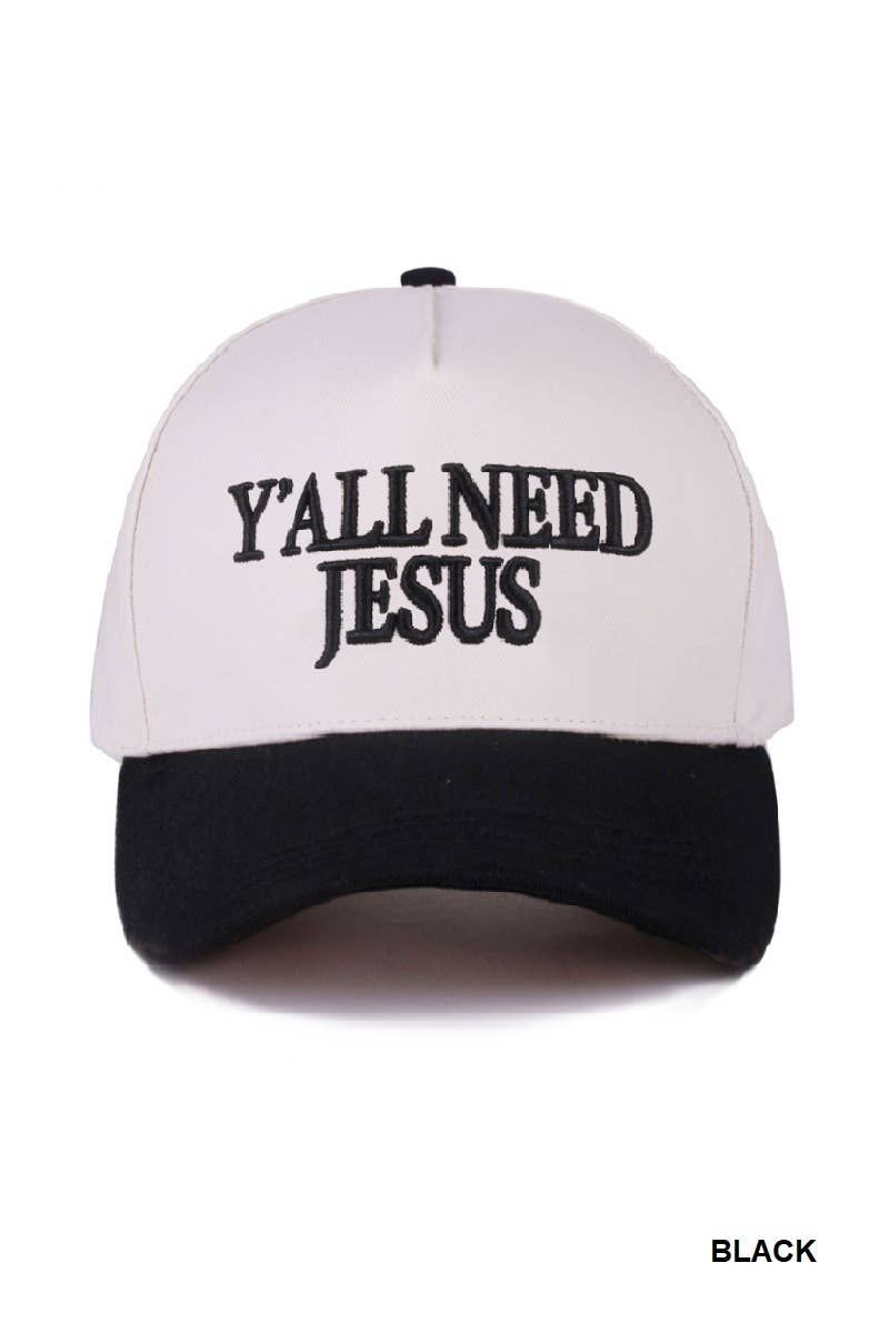 Vanilla Monkey - Wholesale Baseball Cap - Women's - Y'all Need Jesus Two Tone Canvas Cotton Cap0
