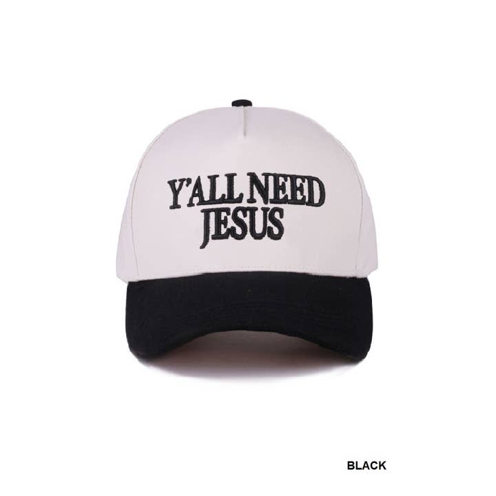 Vanilla Monkey - Wholesale Baseball Cap - Women's - Y'all Need Jesus Two Tone Canvas Cotton Cap