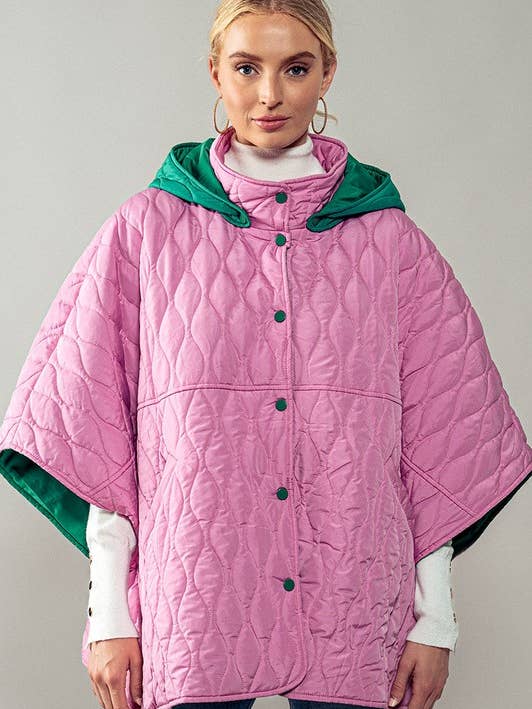 Urban Daizy - Vente Veste sans manches – femme - Cape matelassée à capuche avec motif de vagues et boutons-pression