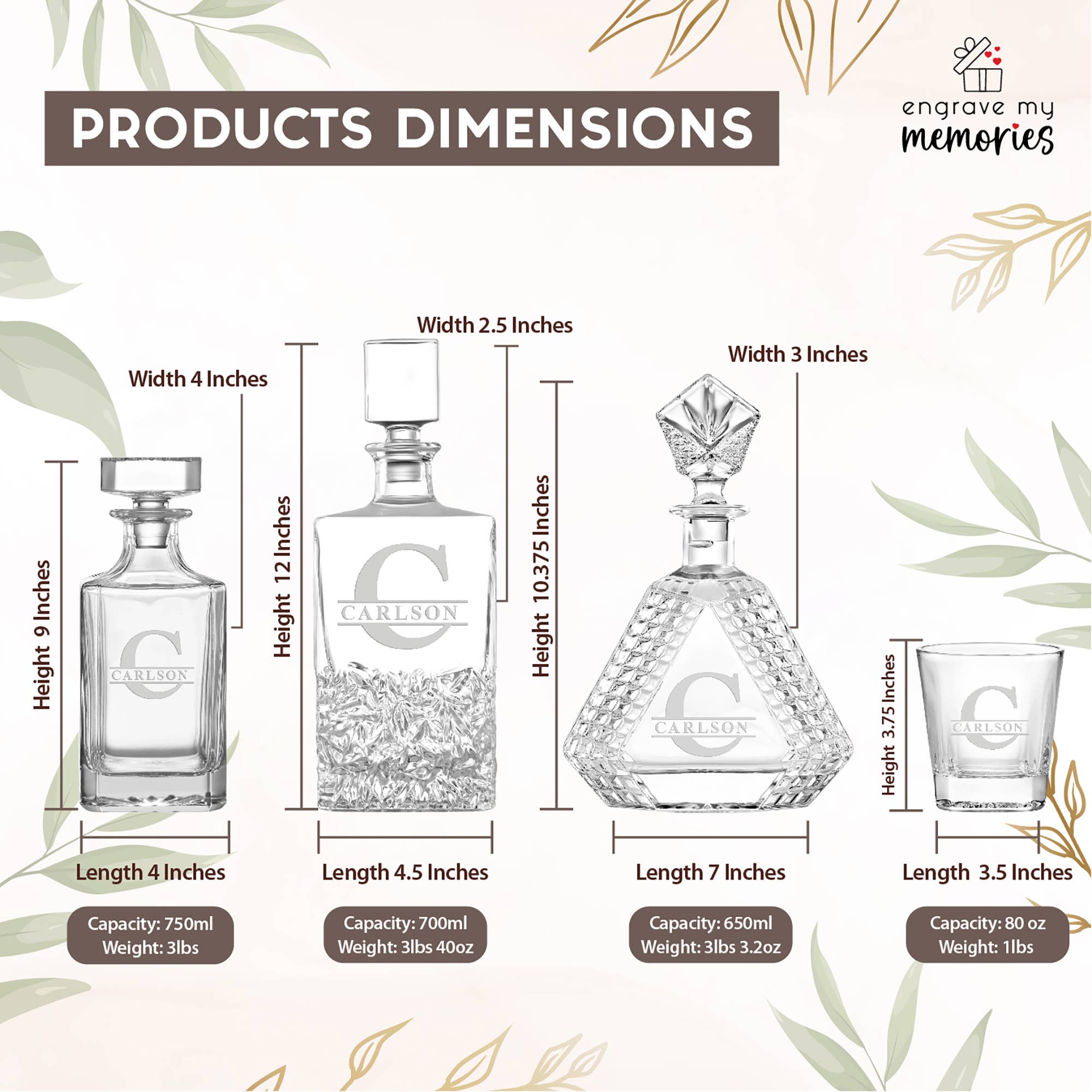 Engrave My Memories - Wholesale Decanter - Personalized Whiskey Decanter Set -Gift For Men,Husband,Dad8