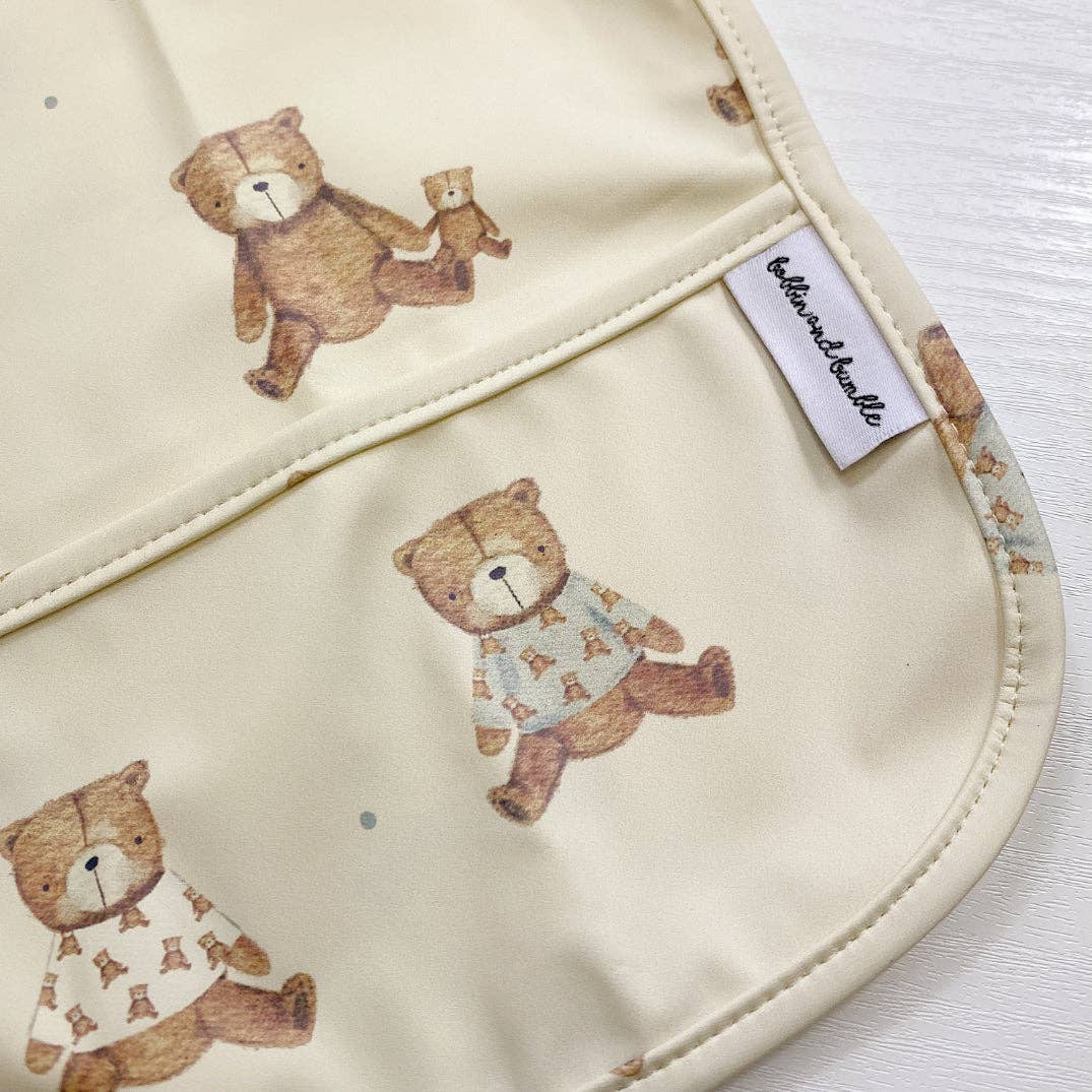 Bobbin and Bumble - Baby Changing Mats – wholesale Bib – Baby – Long-Sleeved Baby Bib | Teddy Bear Print | Waterproof & Wipe1