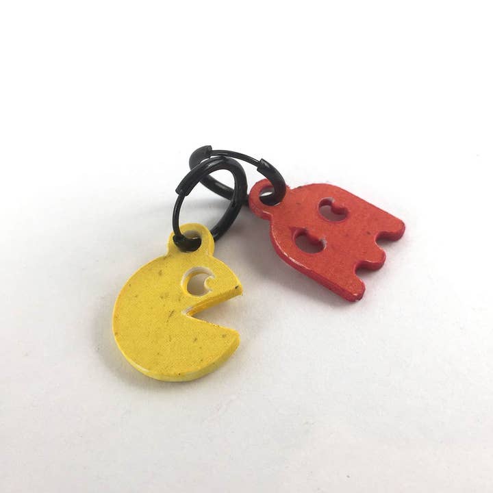 Pipapaper - Wholesale Huggie Earrings - MINI RED PAC-MAN HOOP EARRING1