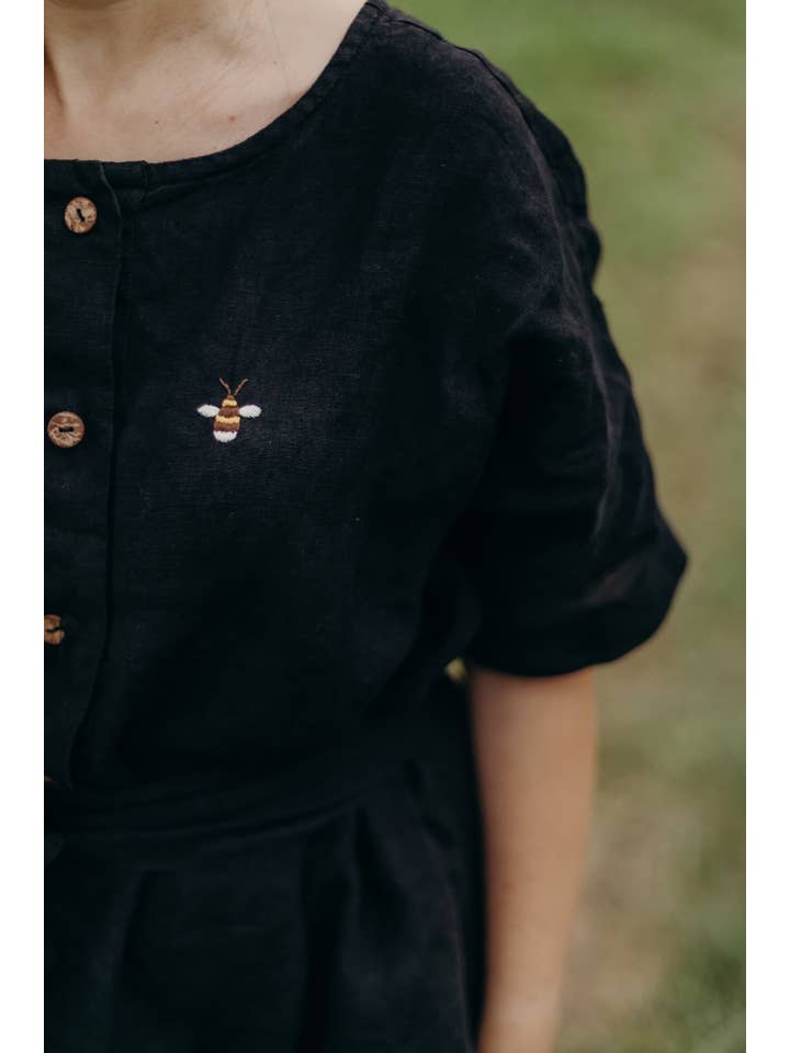 La Petite Alice - Venta al por mayor Vestido - Mujer - Vestido de Lino Helen con Mangas Cortas