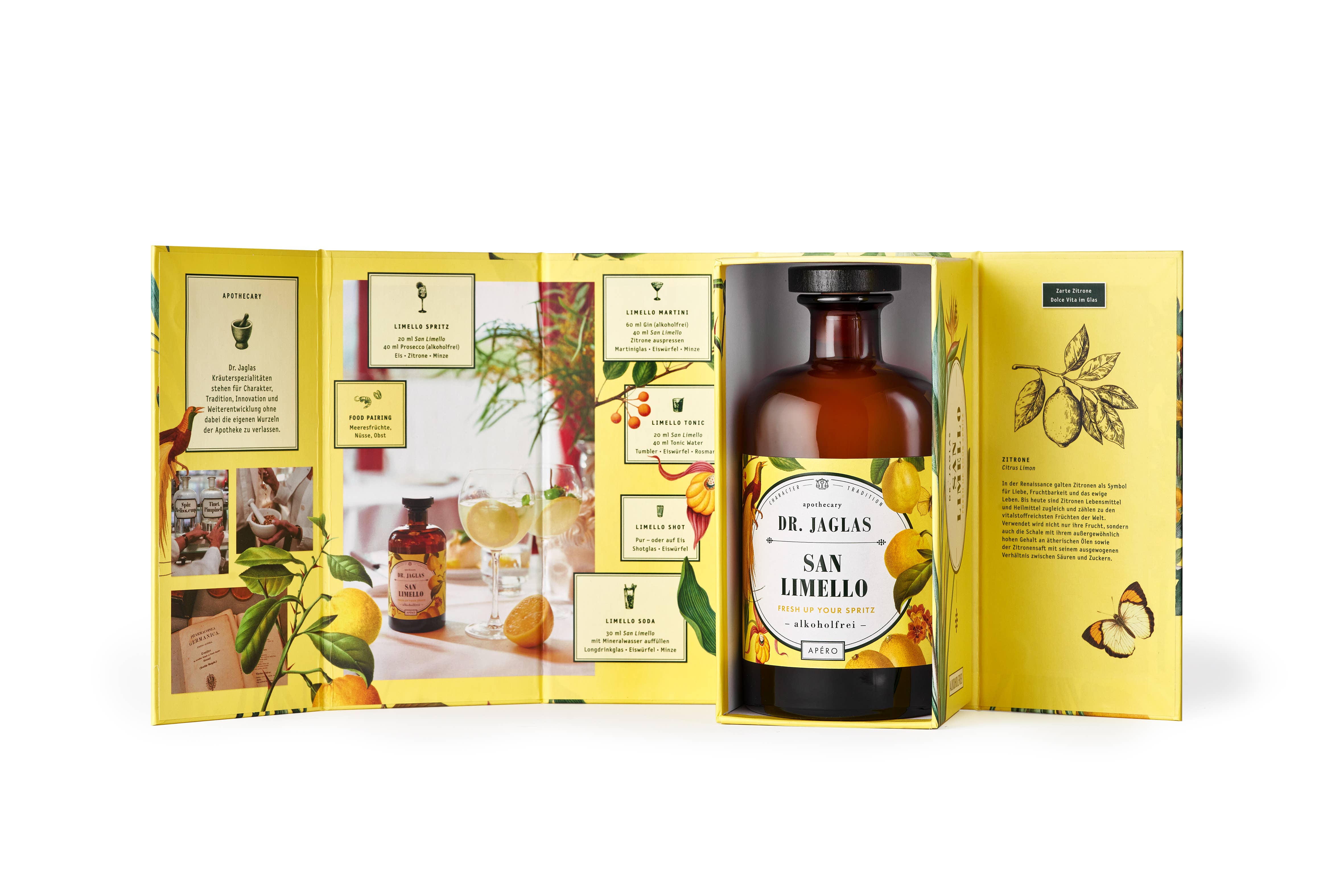 Dr. Jaglas - Wholesale Non-Alcoholic Aperitif/Mocktail - San Limello, alcohol free + packaging1