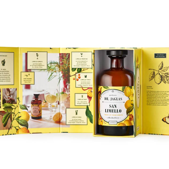 Dr. Jaglas - Wholesale Non-Alcoholic Aperitif/Mocktail - San Limello, alcohol free + packaging1