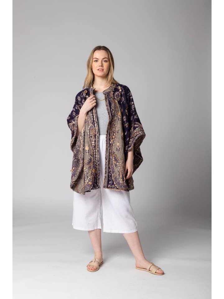 Windhorse Trading Inc - Wholesale Poncho - Women's - Paisley Embroidered Poncho. VP1111