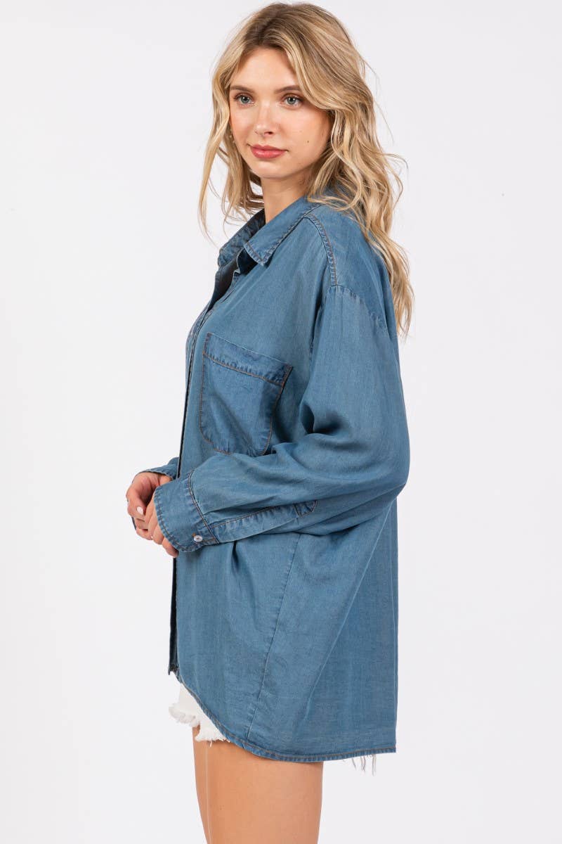 ZiA Apparel - Wholesale Button Down Shirt - Women's - V-NECK LAPEL COLLAR SHIRT 7