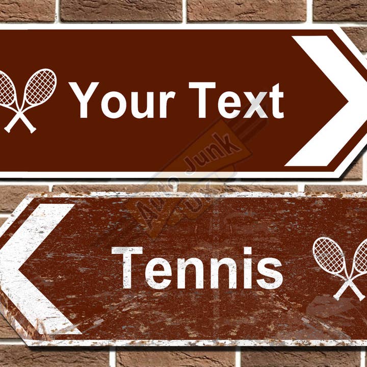 Auto Junk UK Ltd - Wholesale Sign - Personalised Tennis Directional Arrow Road Sign