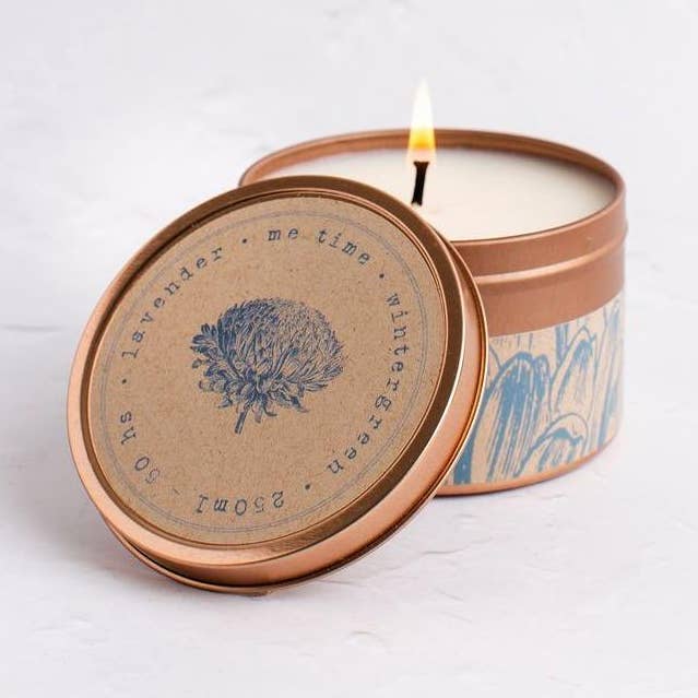 Me Time candle: Lavender + Wintergreen for wholesale by Veganbunny ltd