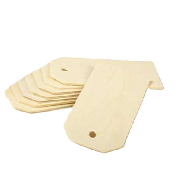 Factory Direct Craft - Wholesale Cadeaulabel - Set van 8 onafgewerkte houten labels - 8,3 cm x 4,1 cm4