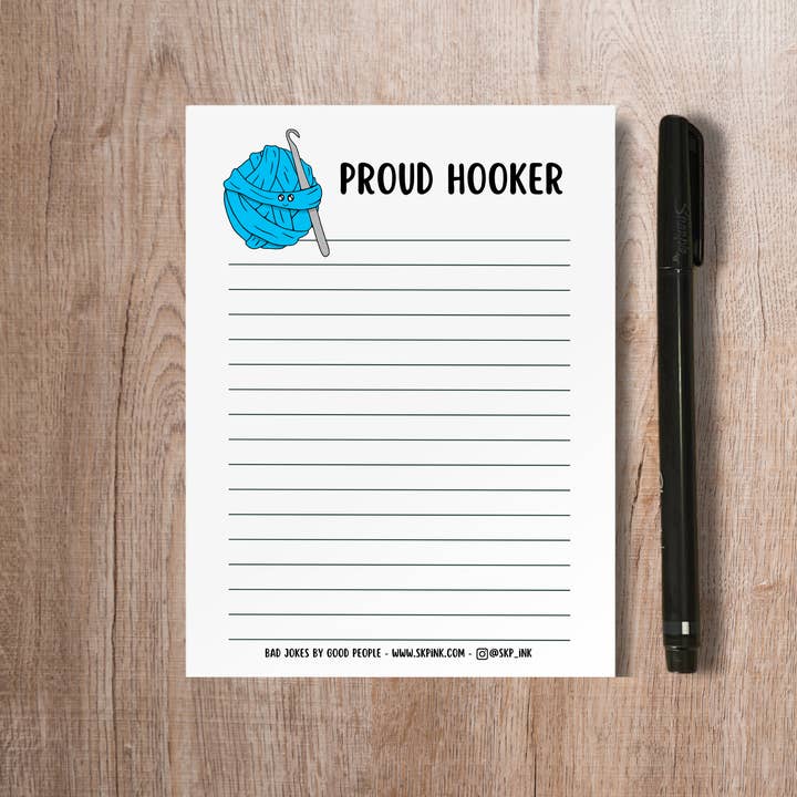 SKP ink - Vendita all'ingrosso Bloc notes - Divertente taccuino con giochi di parole all'uncinetto | Proud Hooker Stationery
