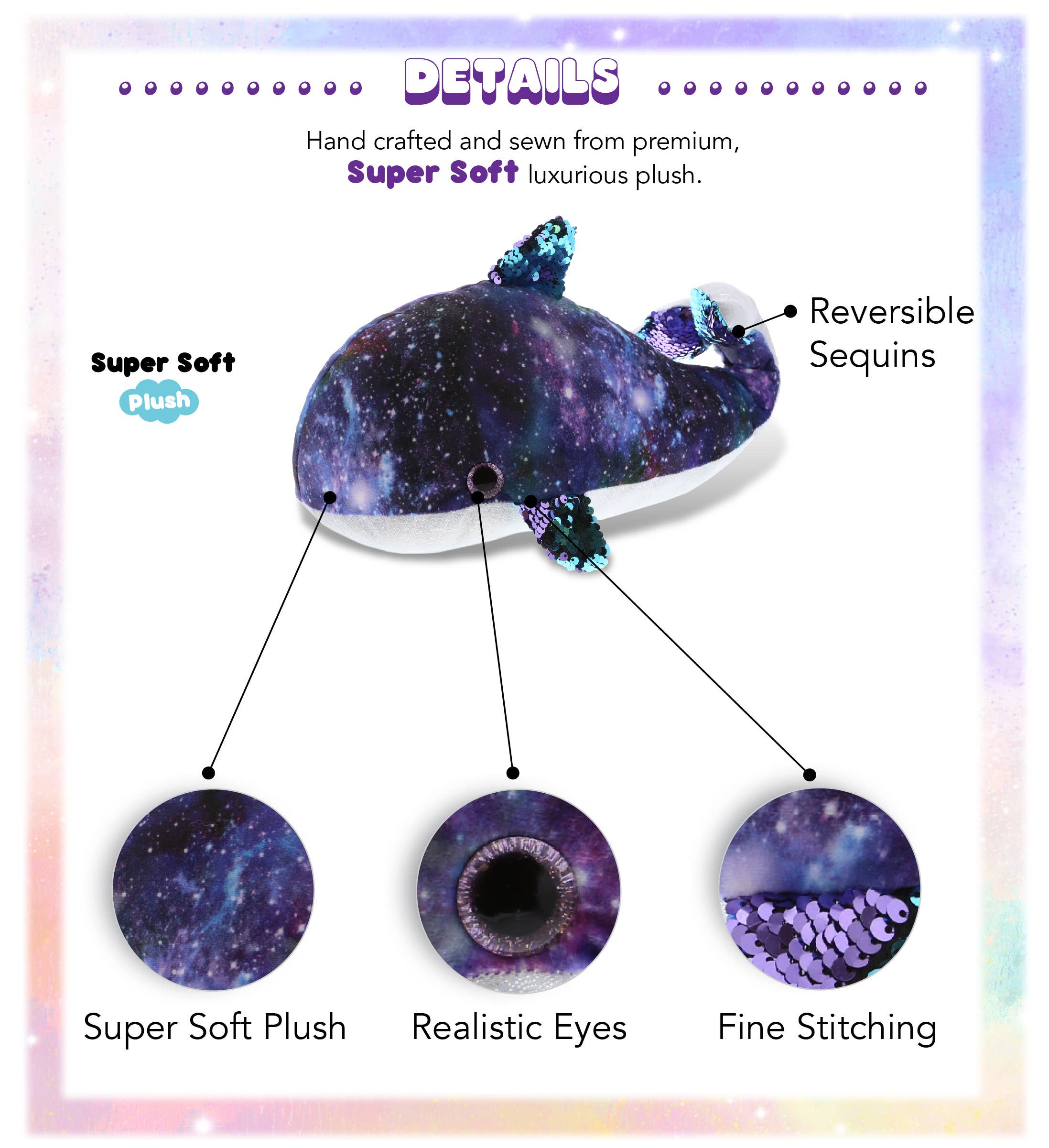 Cota Global - Wholesale Stuffed/Plush Toy - Kids & Baby - Space Sequin Plush - 13" Whale1