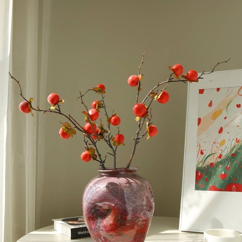 ACNITE(We cover U.S. import duties) - Wholesale Artificial Flowers - Artificial Orange persimmon fruits branches fall home decor5
