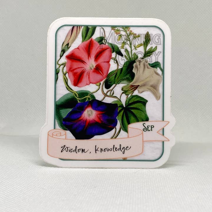 SEP Birth Flower Emblem Vinyl Sticker Eco Dishwasher-Safe for wholesale by Cricket Radio Seed Co
