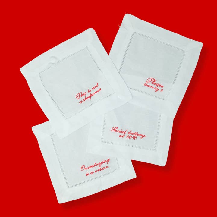 Cocktail Napkins Funny Phrases - SET OF 4 for wholesale by Made Au Gold