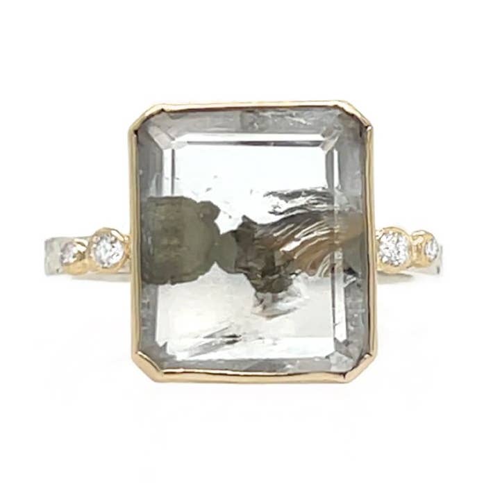 Pyrit i kvartsring med diamanter i 14k guld och sterlingsilver för wholesale av Emily Amey Jewelry