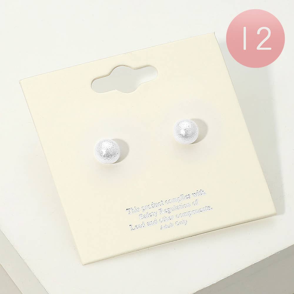 Sensibling Corp. - Wholesale Stud/Post Earrings - 12Pairs - Textured Pearl Stud Earrings3