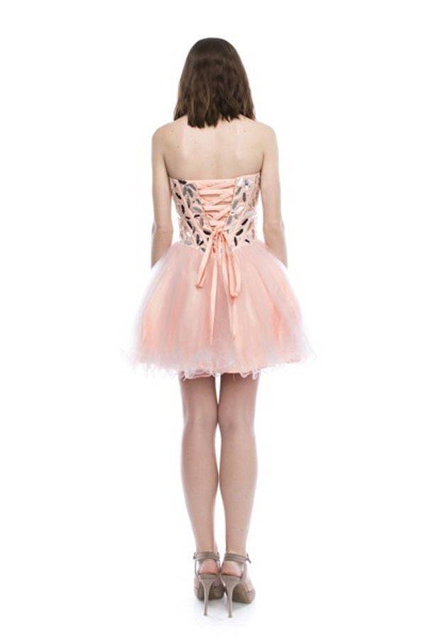 Chicas – Großhandel Kleid – Damen – Kurzes Satinkleid mit Spiegelakzenten C67258