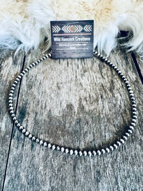 Wild Hancock Creations - Vente Collier ras-de-cou - Collier ras du cou perles Navajo 4 mm / Collier ras du cou Navajo / Collier ras du cou en argent sterling0