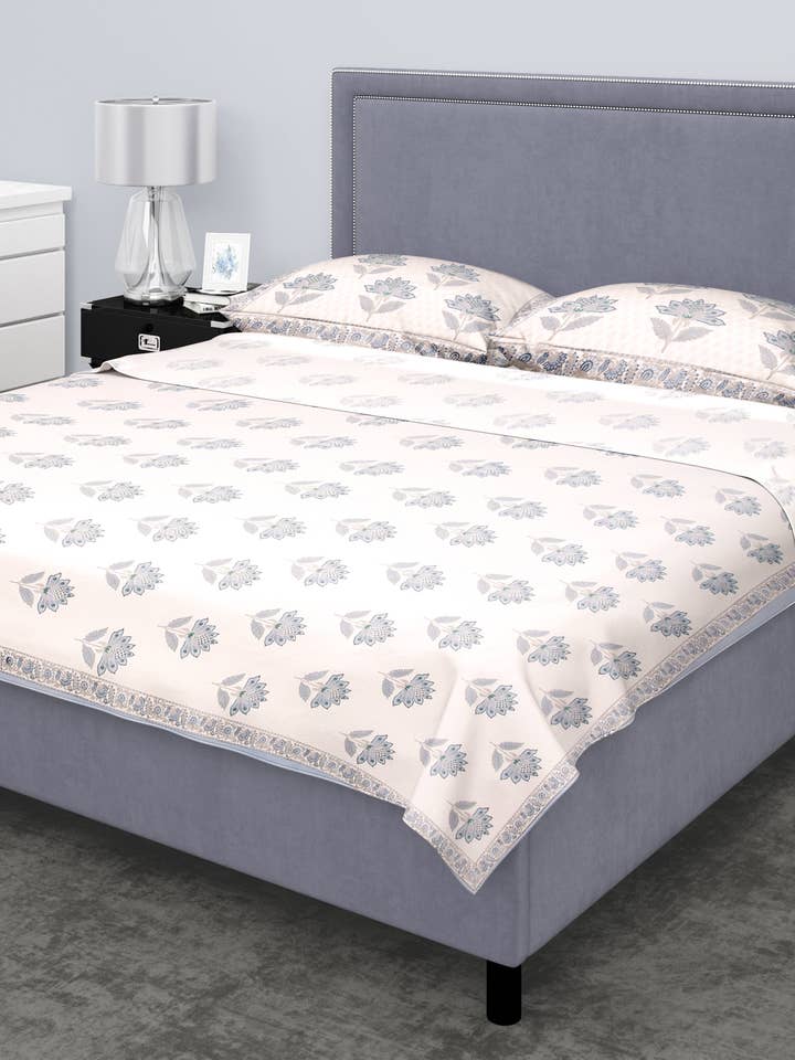 Maharaja Blå Blomst Sengetæppe for engroshandel hos Purple Mohar