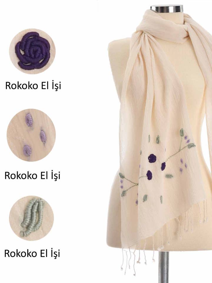 Cachecol Algodão Lilás Rosa (Feito à mão) por atacado de Dosimira