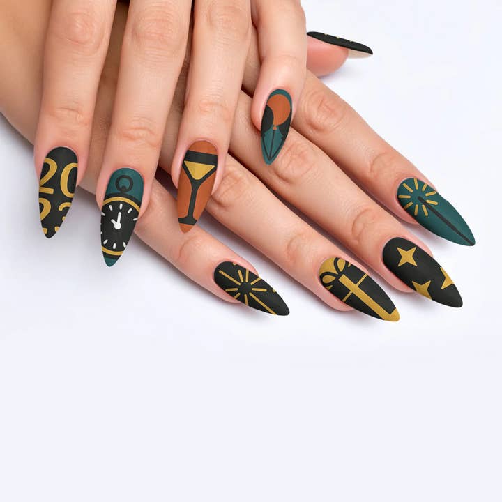 Midnight Spark Black Celebration Press-On Nails for wholesale by FYNE BODY
