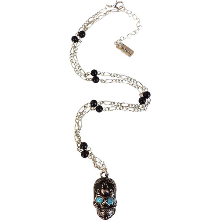 Necklace - Sourpuss - Silver Skull Pendant - 4 Color Options for wholesale by Square Deal Recordings & Supplies