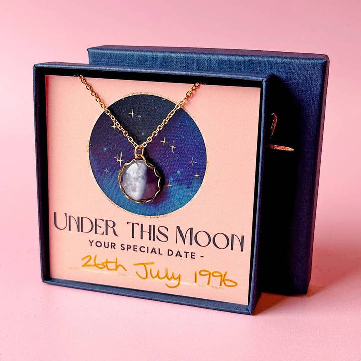 Personalised Custom Moon Phase Necklace for wholesale by Lucent Studios Ltd