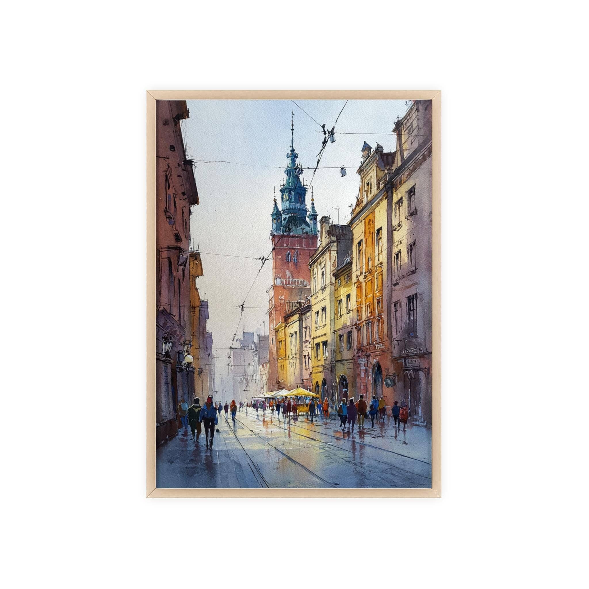 Premium Travel Art - Vendita all'ingrosso Stampa artistica - Arte ad acquerello di Cracovia Polonia Stampa di viaggio di Cracovia Opera d'arte di Cracovia Decorazione skyline di Cracovia Arte da parete Polonia6