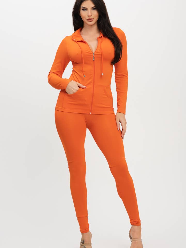 Julia by LoveJ - Vendita all'ingrosso Completo loungewear - Donna - Set con cappuccio e leggings con zip senza cuciture8