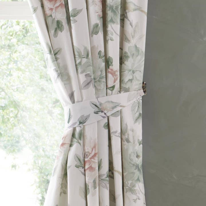 UW Home - Wholesale Curtain - Campion Pencil Pleat Curtains by Appletree in Green/Coral