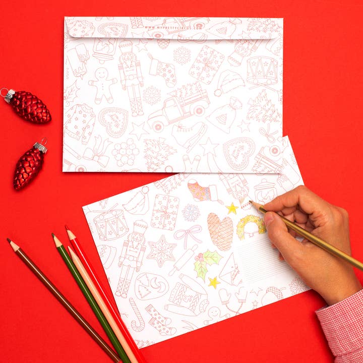 My Pretty Circus - Wholesale Envelopes - Envelopes "Christmas Doodles" - Set of 8 in DIN C53