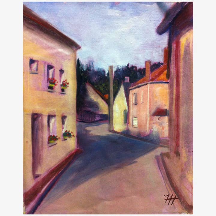 "Pink Village" Print for wholesale by Honey Hilliard Art