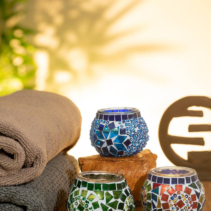 KAFTHAN - Wholesale Candle Holder - Tea Light Mosaic Candle Holders | Christmas Holiday Decor4