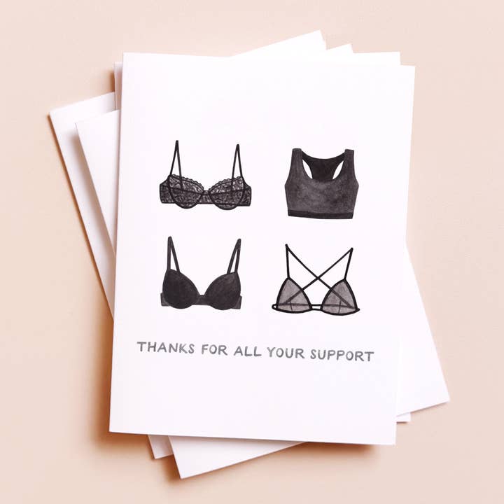 Amy Zhang - Wholesale Thank You Card - Thanks For The Support — Funny Bra Thank You Card0