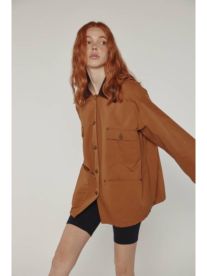 Brown Cotton worker jacket for wholesale on Faire10